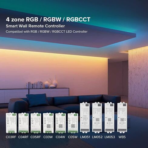 BTF-LIGHTING 5in1 WB5 2.4GHz Tuya WiFi PWM LED Controller Compatible with Alexa Google Home Smart Life Tuya Smart APP Control for Dimming CCT RGB RGBW RGBCCT LED Strip Work with WR01RF WR02RF etc in Saudi Arabia