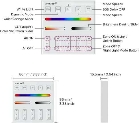 BTF-LIGHTING 5in1 WB5 2.4GHz Tuya WiFi PWM LED Controller Compatible with Alexa Google Home Smart Life Tuya Smart APP Control for Dimming CCT RGB RGBW RGBCCT LED Strip Work with WR01RF WR02RF etc in Saudi Arabia