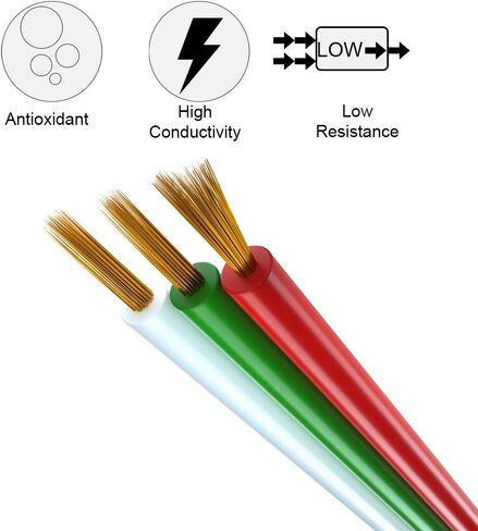 BTF-LIGHTING 32.8ft/10m 3 Pin 18AWG WS2812B WS2811 WS2814 SK6812 RGB Electrical Extension Cable LED Strip Light Wire Connection 3 Conductor Wire Line Cord for RGB Color Changing Flexible LED Tape in Saudi Arabia