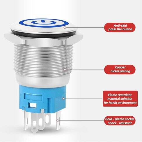 3PCS 16mm Waterproof Latching Push Button Switch 110 V, Push Button Switch with Wire Socket Plug (Red/Blue/Green) in Saudi Arabia