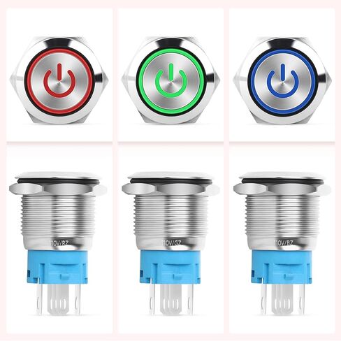 3PCS 16mm Waterproof Latching Push Button Switch 110 V, Push Button Switch with Wire Socket Plug (Red/Blue/Green) in Saudi Arabia