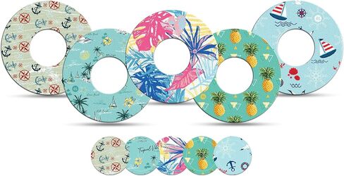 Ocean - Adhesive Patch for Libre 2 Sensor, Watertight, Freestyle Libre Transmitter, Peel Resistant, Hypoallergenic, freestyle libre 2 sensor Cartoons Pack of 5(freestyle libre) Blue in Saudi Arabia