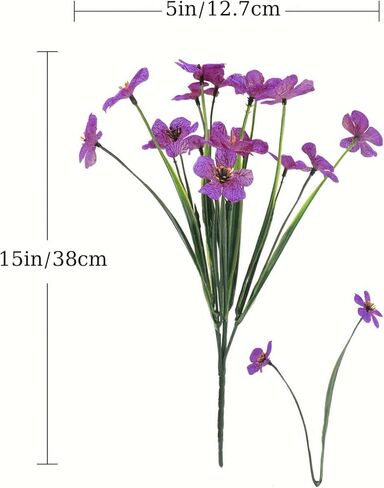 12 Bundles Artificial Flowers for Front Porch Decor - UV Resistant Violet Fake Plants Outside, Realistic Purple Faux Flowers, Plastic Faux Plants for Window Box, Patio, Cemetery, Farmhouse Decor in Saudi Arabia