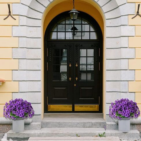 12 Bundles Artificial Flowers for Front Porch Decor - UV Resistant Violet Fake Plants Outside, Realistic Purple Faux Flowers, Plastic Faux Plants for Window Box, Patio, Cemetery, Farmhouse Decor in Saudi Arabia