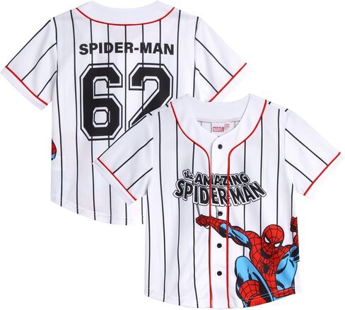 Marvel Boys' Spider-Man Baseball Jersey - Novelty Fashion Vintage Spidey Shirt - Avengers Jersey Top for Boys (4-20) in Saudi Arabia