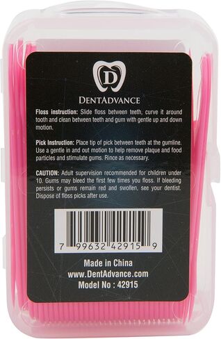 Mint Dental Floss Picks - Easy Reach Back Teeth | Tooth Flossers |Pink, Mint Flavored, 70 ct, w/Travel Case in Saudi Arabia