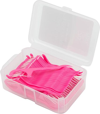 Mint Dental Floss Picks - Easy Reach Back Teeth | Tooth Flossers |Pink, Mint Flavored, 70 ct, w/Travel Case in Saudi Arabia
