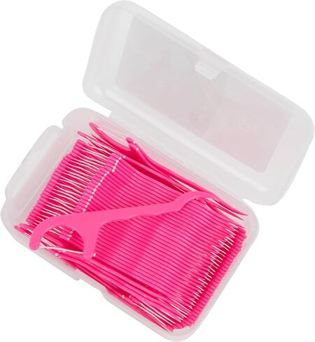 Mint Dental Floss Picks - Easy Reach Back Teeth | Tooth Flossers |Pink, Mint Flavored, 70 ct, w/Travel Case in Saudi Arabia
