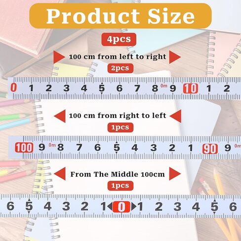 4 Packs Self-Adhesive Tape Measure, Stainless Steel Workbench Ruler Measuring Tape, 1m Metric Scale Backed Stick Tape Measure for Work Woodworking Tailor Saw Drafting Table, 39 Inches in Saudi Arabia