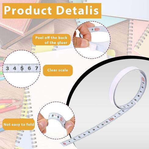 4 Packs Self-Adhesive Tape Measure, Stainless Steel Workbench Ruler Measuring Tape, 1m Metric Scale Backed Stick Tape Measure for Work Woodworking Tailor Saw Drafting Table, 39 Inches in Saudi Arabia