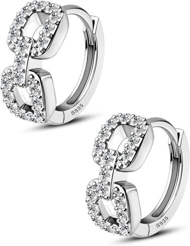 COCHARM 925 Sterling Silver Nose Rings Hoop 20g Cartilage Hoop Cubic Zirconia Huggie Hoop Earrings Daith Piercing Jewelry Rook Helix Tragus Earrings for Women Men in Saudi Arabia