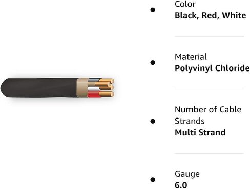 6/3 NM-B, Non-Metallic, Sheathed Cable, Residential Indoor Wire, Equivalent to Romex (100ft Cut) in Saudi Arabia