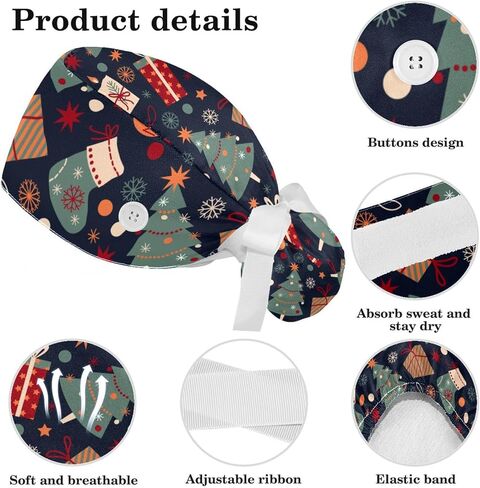 Women’s Working Cap with Button and Ribbon Tie, Long Hair with Hair Band Christmas Reindeer Wear Scarf Pin in Saudi Arabia
