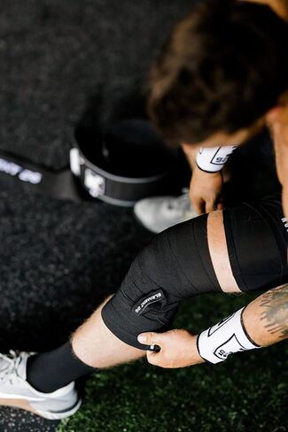 Element 26 Knee Wraps for Weightlifting - Compression Wrap Knee Support for Working Out, Powerlifting & Body Building | Deadlift Wraps (Long, Black) in Kuwait