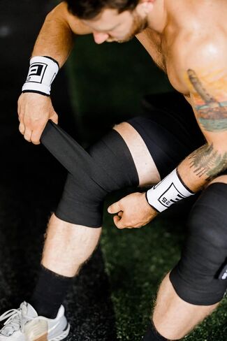 Element 26 Knee Wraps for Weightlifting - Compression Wrap Knee Support for Working Out, Powerlifting & Body Building | Deadlift Wraps (Long, Black) in Kuwait