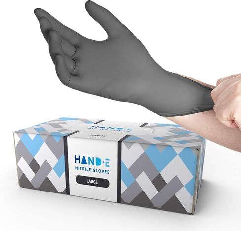قفازات نيتريل رمادية اللون للاستعمال مرة واحدة من Hand-E Touch، عدد 100، قفازات طبية خالية من اللاتكس in Kuwait