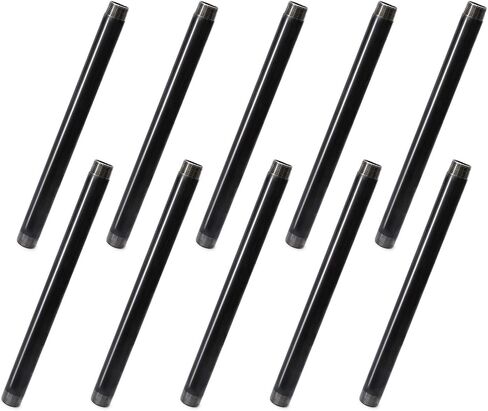 1"x2" Industrial Pipe, Home TZH 10 Pack Iron Pipe, Heavy Duty Pre-Cut Steel Pipe, Threaded Metal Pipe Nipple for Industrial Vintage Style DIY Project/Furniture/Shelving Decoration (1"x2", Grey) in Saudi Arabia