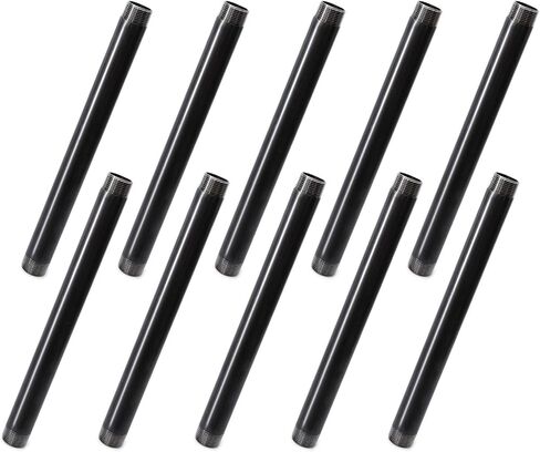 1"x2" Industrial Pipe, Home TZH 10 Pack Iron Pipe, Heavy Duty Pre-Cut Steel Pipe, Threaded Metal Pipe Nipple for Industrial Vintage Style DIY Project/Furniture/Shelving Decoration (1"x2", Grey) in Saudi Arabia