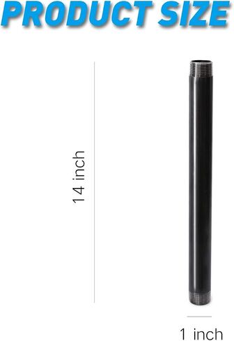 1"x2" Industrial Pipe, Home TZH 10 Pack Iron Pipe, Heavy Duty Pre-Cut Steel Pipe, Threaded Metal Pipe Nipple for Industrial Vintage Style DIY Project/Furniture/Shelving Decoration (1"x2", Grey) in Saudi Arabia