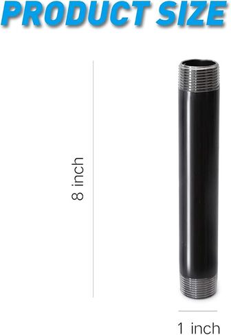 1"x2" Industrial Pipe, Home TZH 10 Pack Iron Pipe, Heavy Duty Pre-Cut Steel Pipe, Threaded Metal Pipe Nipple for Industrial Vintage Style DIY Project/Furniture/Shelving Decoration (1"x2", Grey) in Saudi Arabia