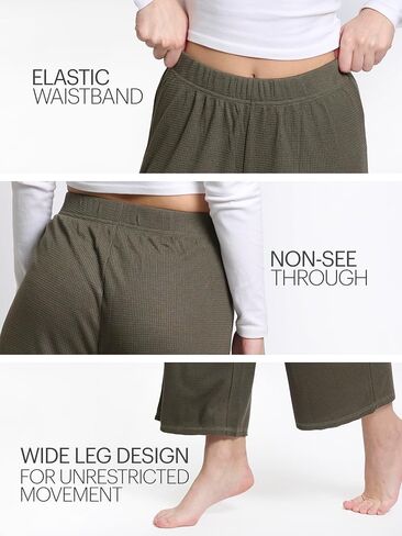 Mad Dog Lounge Pants for Women, Comfy Loose Fitting Wide Leg Cropped Capris Ladies House Pants - Elastic Casual & Comfortable in Saudi Arabia