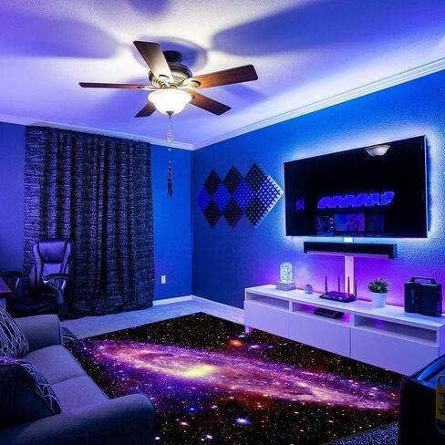 سجادة منطقة بلاكلايت جالاكسي، سجادة رمي النجوم اللامعة التفاعلية للأشعة فوق البنفسجية النيون، سجادة أرضية سديم السماء الليلية الفلورسنت الكون، توهج في ديكور الغرفة المظلمة للنساء والأطفال 70 × 47 بوصة in Kuwait