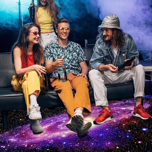 سجادة منطقة بلاكلايت جالاكسي، سجادة رمي النجوم اللامعة التفاعلية للأشعة فوق البنفسجية النيون، سجادة أرضية سديم السماء الليلية الفلورسنت الكون، توهج في ديكور الغرفة المظلمة للنساء والأطفال 70 × 47 بوصة in Kuwait