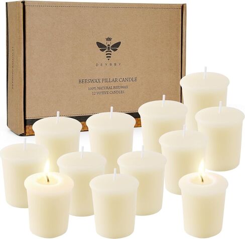 Pure White Beeswax Votive Candles-12 Pack Natural Votives Set for Home Room Decor Party Wedding Spa Gift in Saudi Arabia