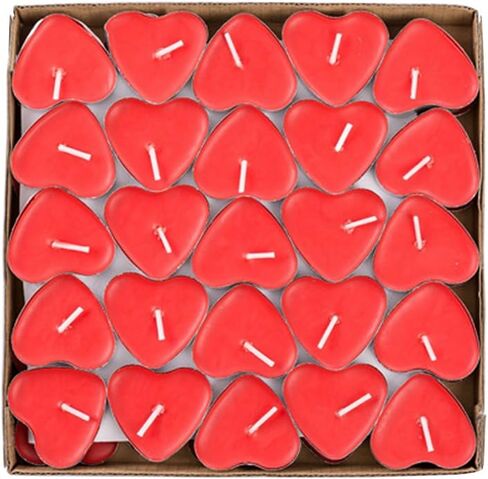 50 Pack Heart Shaped Unscented Tea Lights Candles – Smokeless Tealight Candles - Decorations for Wedding, Party, Votives, Oil Burners and Christma (Purple) in Saudi Arabia