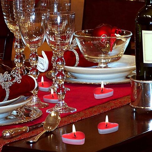 50 Pack Heart Shaped Unscented Tea Lights Candles – Smokeless Tealight Candles - Decorations for Wedding, Party, Votives, Oil Burners and Christma (Purple) in Saudi Arabia