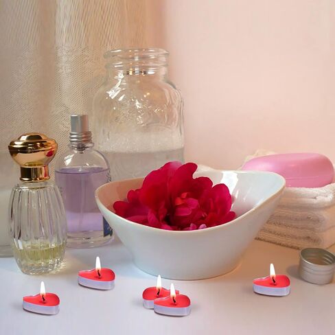 50 Pack Heart Shaped Unscented Tea Lights Candles – Smokeless Tealight Candles - Decorations for Wedding, Party, Votives, Oil Burners and Christma (Purple) in Saudi Arabia