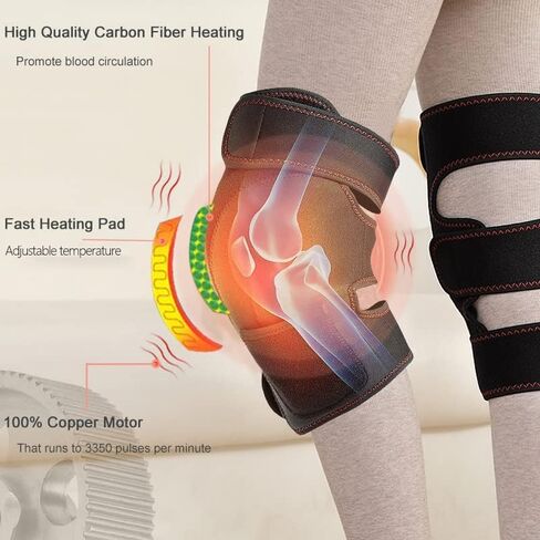 Knee Massager with Heat & Vibration, Knee Braces for Knee Pain Relief, Heating Pad for Arthritis, and Circulation Heated Knee Brace Wrap for Injury and Joint Recovery (No Battery) in Kuwait