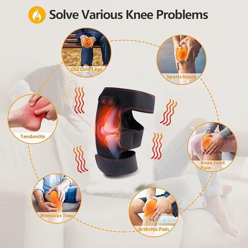 Knee Massager with Heat & Vibration, Knee Braces for Knee Pain Relief, Heating Pad for Arthritis, and Circulation Heated Knee Brace Wrap for Injury and Joint Recovery (No Battery) in Kuwait