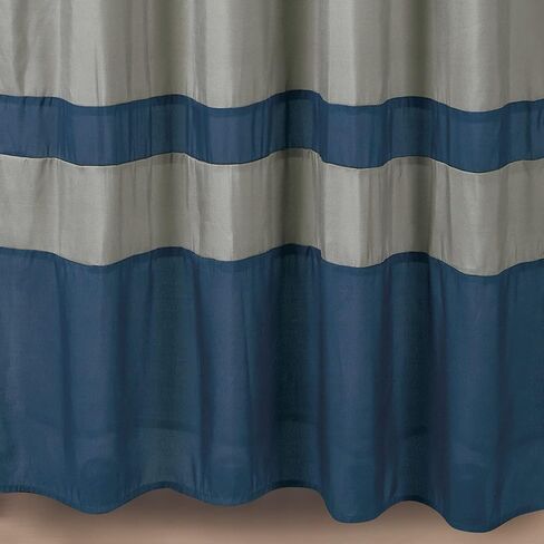 Chezmoi Collection Arden 4-Piece Modern Navy/Gray/Yellow Zigzag Stripe Embroidery Window Curtain Panel Set with Sheer Backing Valance Tassels, 120 inch x 84 inch in Kuwait