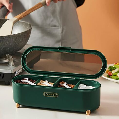 Kitchen Nordic Condiment Container, 4-Compartment Seasoning Jar Storage Container, Contains 4 Tablespoons. These Spice Jars are Used to Store Spices, Seasonings, Sugar, Salt and Pepper in Saudi Arabia