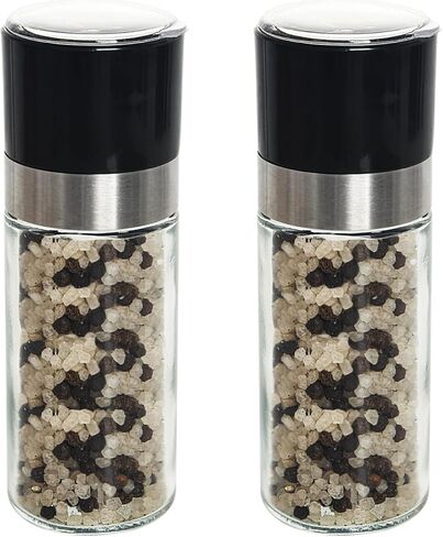 2 حزمة من الفولاذ المقاوم للصدأ المحمولة الملح والفلفل طاحونة صغيرة قابلة للتعديل خشونة السيراميك التوابل الفلفل مطحنة شاكر للمنزل مطعم التخييم السفر الطبخ شواء الأنشطة الخارجية in Kuwait