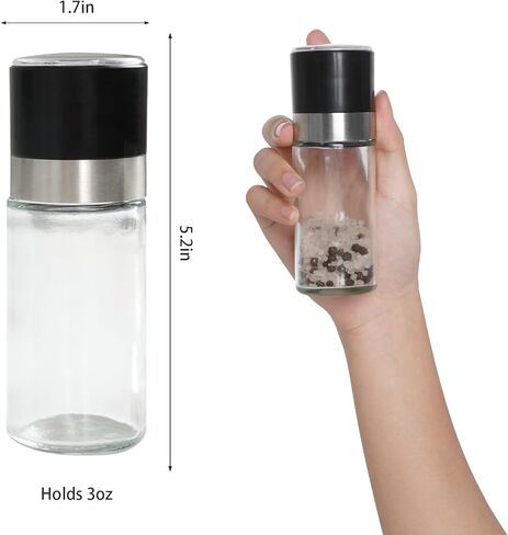 2 حزمة من الفولاذ المقاوم للصدأ المحمولة الملح والفلفل طاحونة صغيرة قابلة للتعديل خشونة السيراميك التوابل الفلفل مطحنة شاكر للمنزل مطعم التخييم السفر الطبخ شواء الأنشطة الخارجية in Kuwait