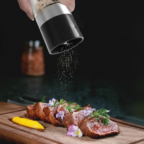 2 حزمة من الفولاذ المقاوم للصدأ المحمولة الملح والفلفل طاحونة صغيرة قابلة للتعديل خشونة السيراميك التوابل الفلفل مطحنة شاكر للمنزل مطعم التخييم السفر الطبخ شواء الأنشطة الخارجية in Kuwait