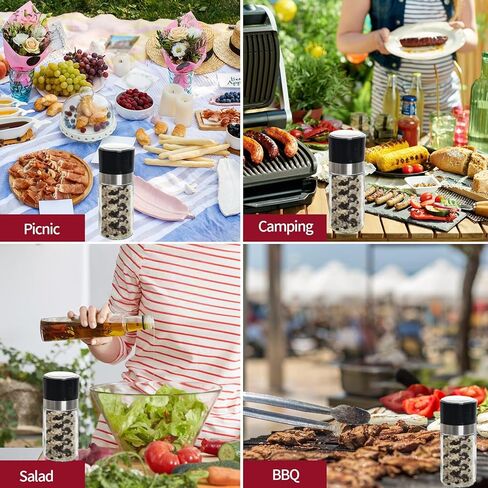 2 حزمة من الفولاذ المقاوم للصدأ المحمولة الملح والفلفل طاحونة صغيرة قابلة للتعديل خشونة السيراميك التوابل الفلفل مطحنة شاكر للمنزل مطعم التخييم السفر الطبخ شواء الأنشطة الخارجية in Kuwait