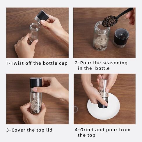 2 حزمة من الفولاذ المقاوم للصدأ المحمولة الملح والفلفل طاحونة صغيرة قابلة للتعديل خشونة السيراميك التوابل الفلفل مطحنة شاكر للمنزل مطعم التخييم السفر الطبخ شواء الأنشطة الخارجية in Kuwait