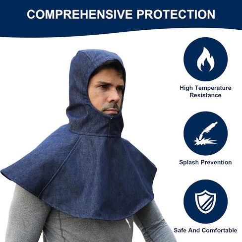 FR Welding-Hood-Ultimate Soft Head Protection for Welders with Welding-Helmet, Pipeliner & Leather Welding Hood, Welding Neck Protector, Welding Hood Accessories Blue in Saudi Arabia