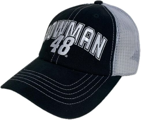 Alex Bowman #48 NASCAR Black Name and Number Driver Adjustable White Mesh Trucker Hat in Saudi Arabia