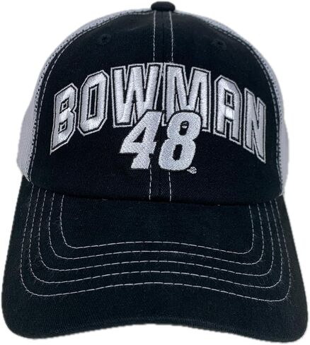 Alex Bowman #48 NASCAR Black Name and Number Driver Adjustable White Mesh Trucker Hat in Saudi Arabia