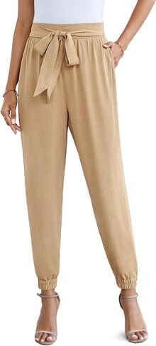 Womens High Waisted Casual Joggers Pants Bow-Knot Business Casual Work Pencil Pants Dressy Tapered Pockets in Kuwait