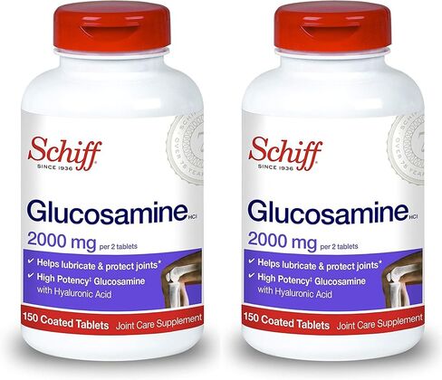 Schiff Glucosamine with Hyaluronic Acid, 2000mg Glucosamine, Joint Care Supplement Helps Lubricate & Protect Joints*, 150 Count (Pack of 2) in Saudi Arabia