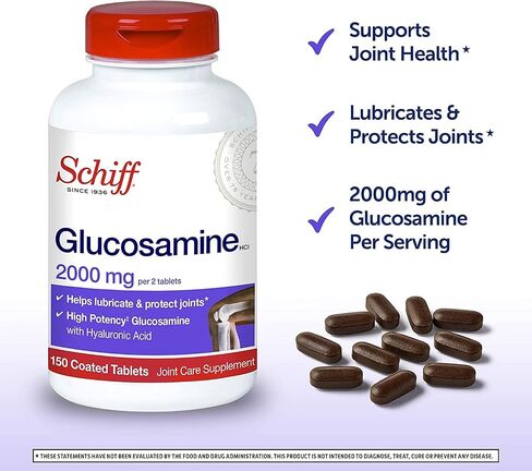 Schiff Glucosamine with Hyaluronic Acid, 2000mg Glucosamine, Joint Care Supplement Helps Lubricate & Protect Joints*, 150 Count (Pack of 2) in Saudi Arabia