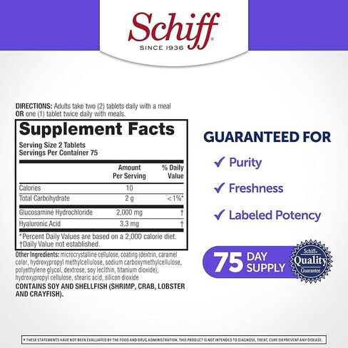 Schiff Glucosamine with Hyaluronic Acid, 2000mg Glucosamine, Joint Care Supplement Helps Lubricate & Protect Joints*, 150 Count (Pack of 2) in Saudi Arabia