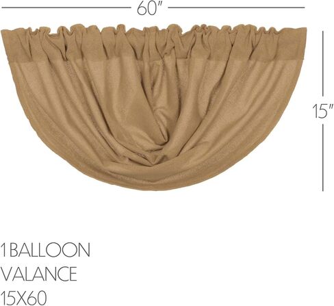 VHC Brands Country Farmhouse Kitchen Window Curtains and Shades -Burlap Tan Balloon Valance in Saudi Arabia