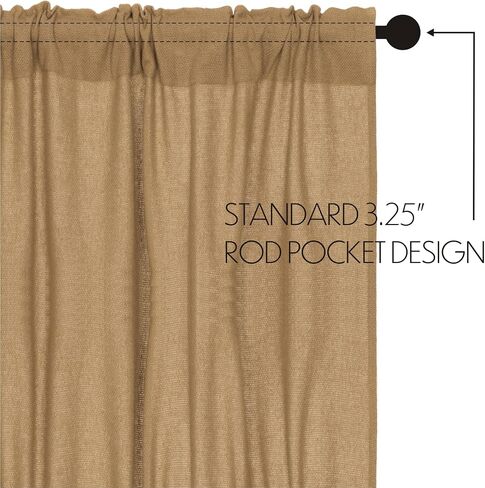 VHC Brands Country Farmhouse Kitchen Window Curtains and Shades -Burlap Tan Balloon Valance in Saudi Arabia