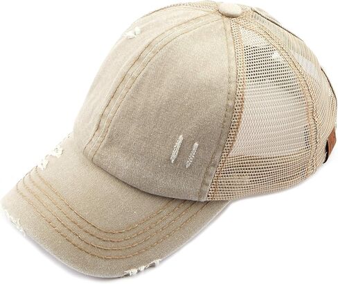 CC Hatsandscarf Exclusives مغسول القطن الدنيم قبعة ذيل حصان قبعة بيسبول قابلة للتعديل (BT-12) (BT-13) in Kuwait